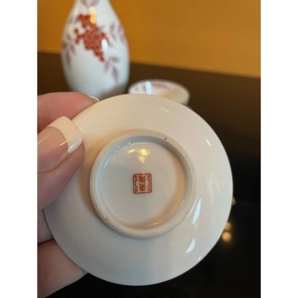 Japanese Tea Sake Sakura Cherry Blossom Berry DELICATE 6pc set Cup And Pitcher - Picture 3 of 8